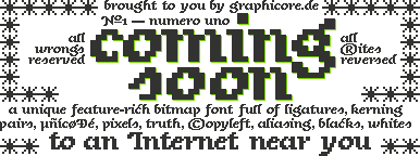 teaser for numero uno, a bitmap font by graphicore.de