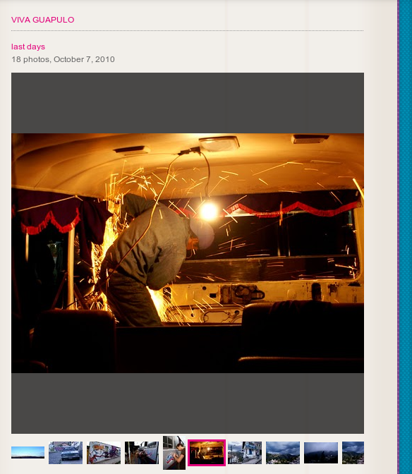 Teil eines Bildschirmfotos der CineCita Webseite, eine eingebundene Diashow zeigend. Ein großes Bild und darunter eine Zeile Thumbnail-Bilder.