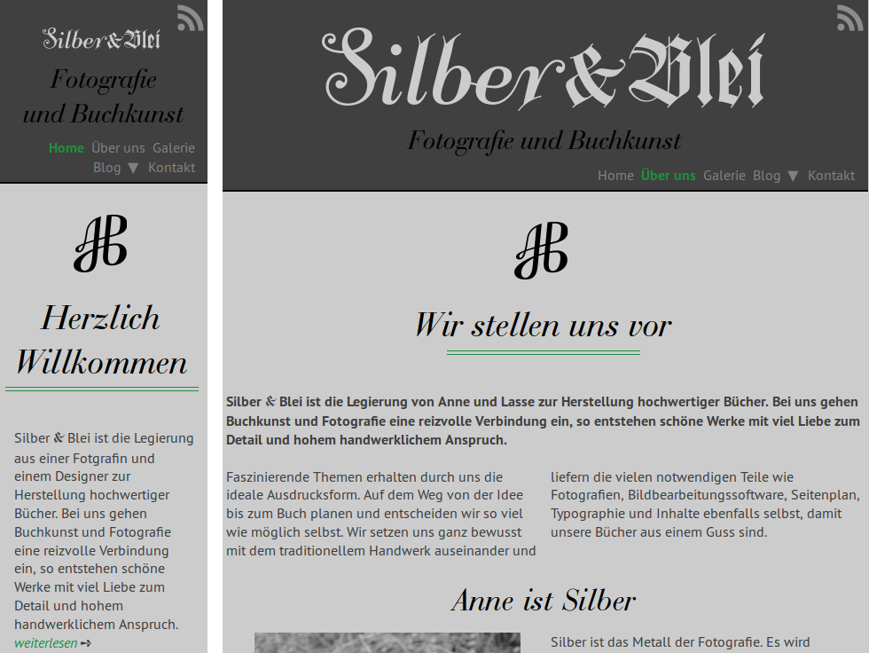 Screenshot of silber-und-blei.com 2 responsive sizes